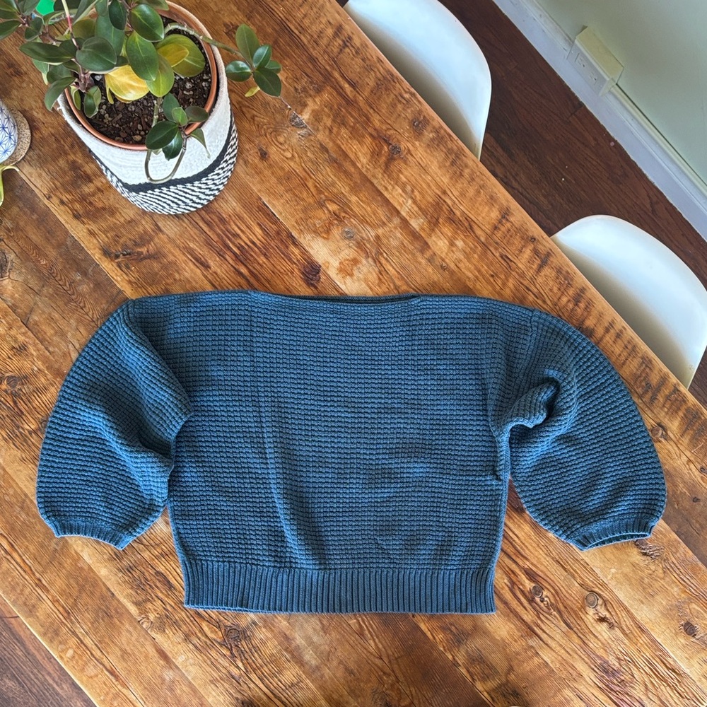 Curator 100% Cotton waffle knit cropped sweater M/L